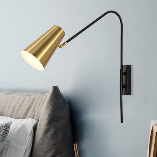 Modern Brass Cone Wall Mount Sconce Light Fixture for Living Room