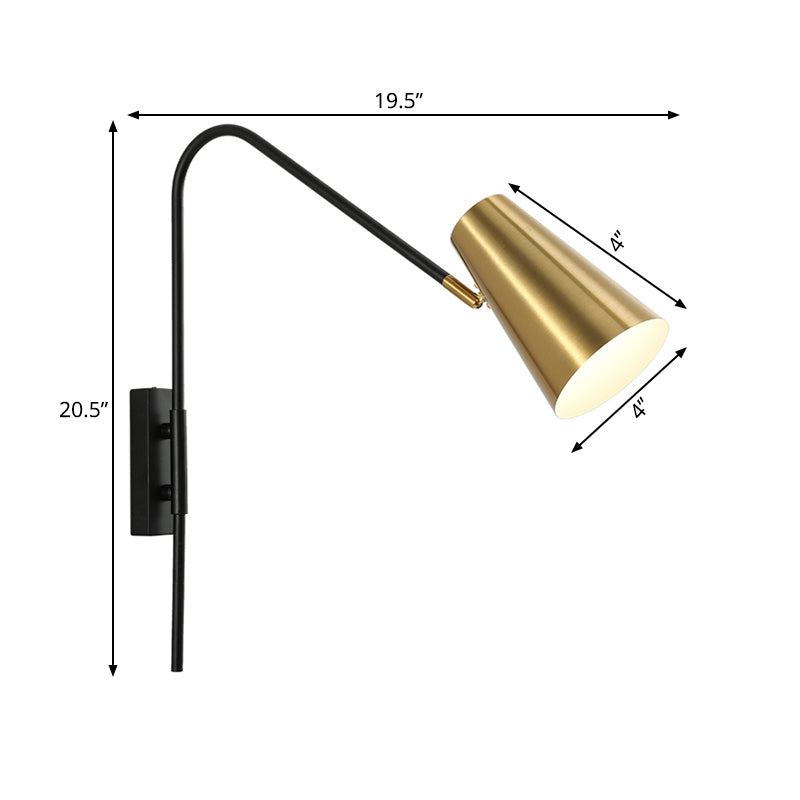 Modern Brass Cone Wall Mount Sconce Light Fixture for Living Room