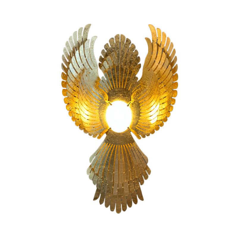 Art Deco Metal Phoenix Wall Light Sconce - Gold Finish for Living Room