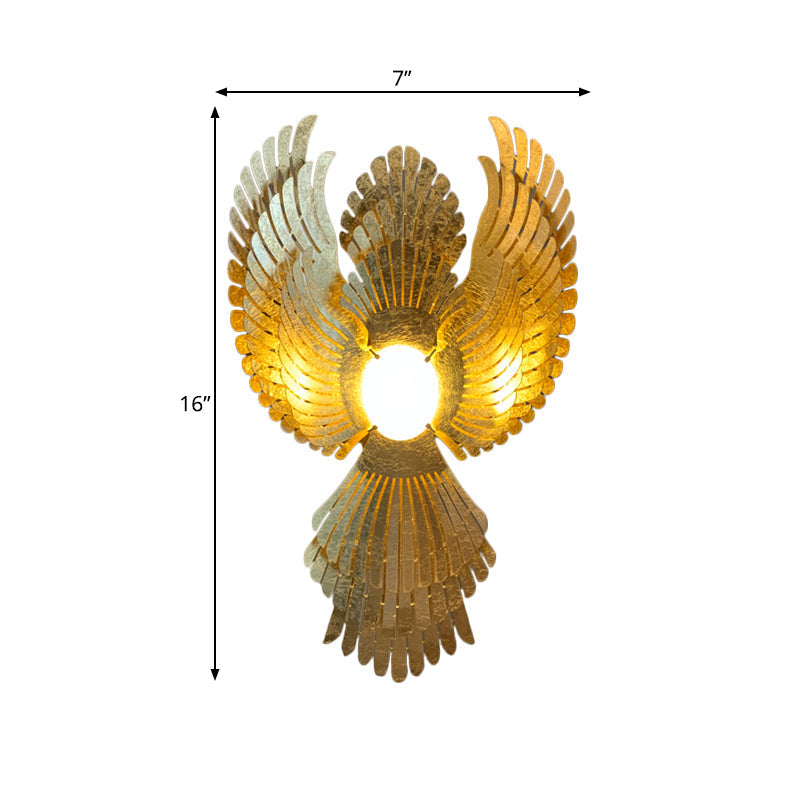 Art Deco Metal Phoenix Wall Light Sconce - Gold Finish for Living Room
