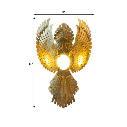 Art Deco Metal Phoenix Wall Light Sconce - Gold Finish for Living Room