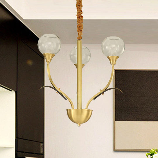 Nordic Brass Ball Chandelier: Clear Glass, 3/6 Heads, Perfect for Living Room