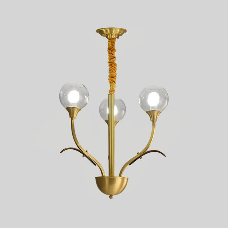 Nordic Brass Ball Chandelier: Clear Glass, 3/6 Heads, Perfect for Living Room