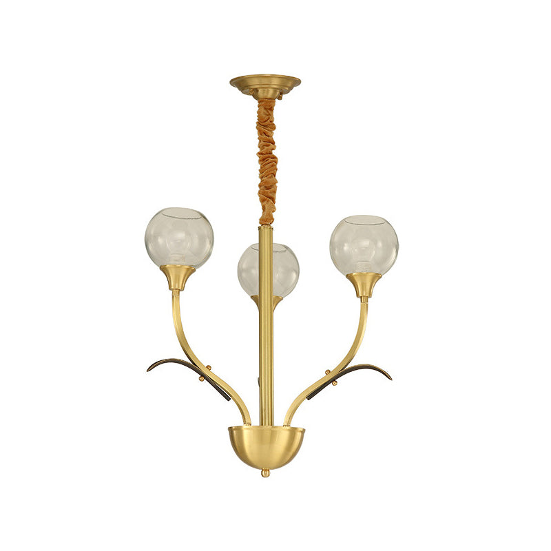 Nordic Brass Ball Chandelier: Clear Glass, 3/6 Heads, Perfect for Living Room