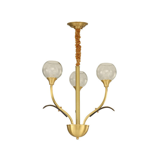 Nordic Brass Ball Chandelier: Clear Glass, 3/6 Heads, Perfect for Living Room