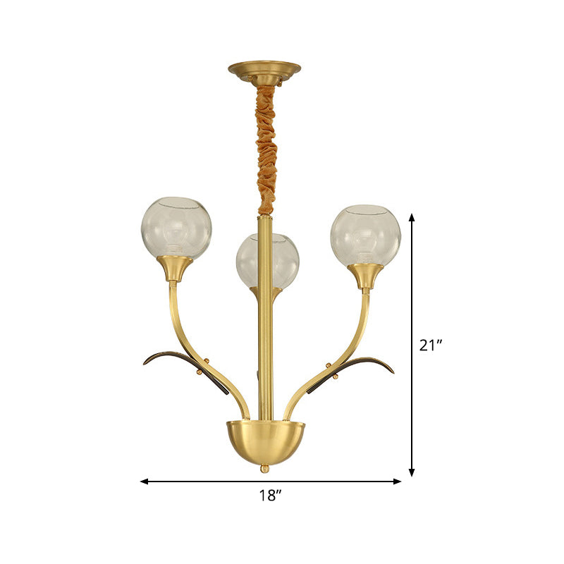 Nordic Brass Ball Chandelier: Clear Glass, 3/6 Heads, Perfect for Living Room