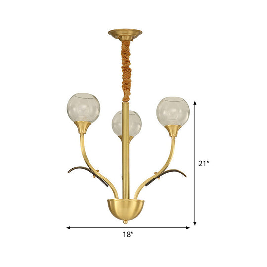 Nordic Brass Ball Chandelier: Clear Glass, 3/6 Heads, Perfect for Living Room