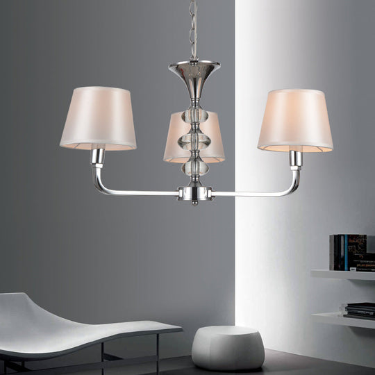 Traditional Beige Fabric Tapered Chandelier - 3 Bulb Ceiling Fixture for Kitchen