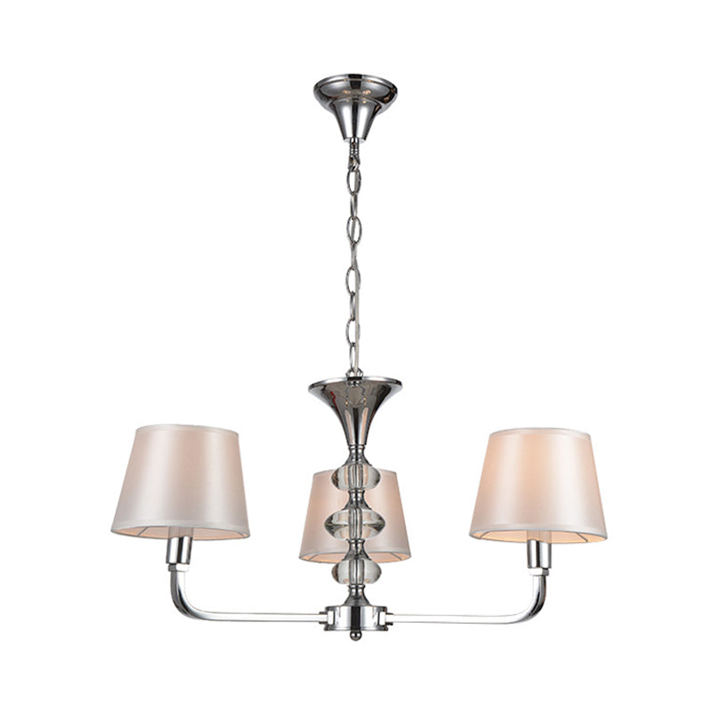 Traditional Beige Fabric Tapered Chandelier - 3 Bulb Ceiling Fixture for Kitchen