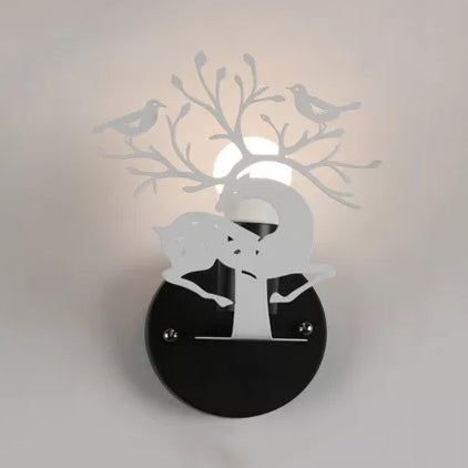 Sika Deer Wall Light with Bird Metal Accent - Ideal for Restaurant or Cafe, Kids' favorite!