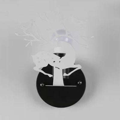 Sika Deer Wall Light with Bird Metal Accent - Ideal for Restaurant or Cafe, Kids' favorite!