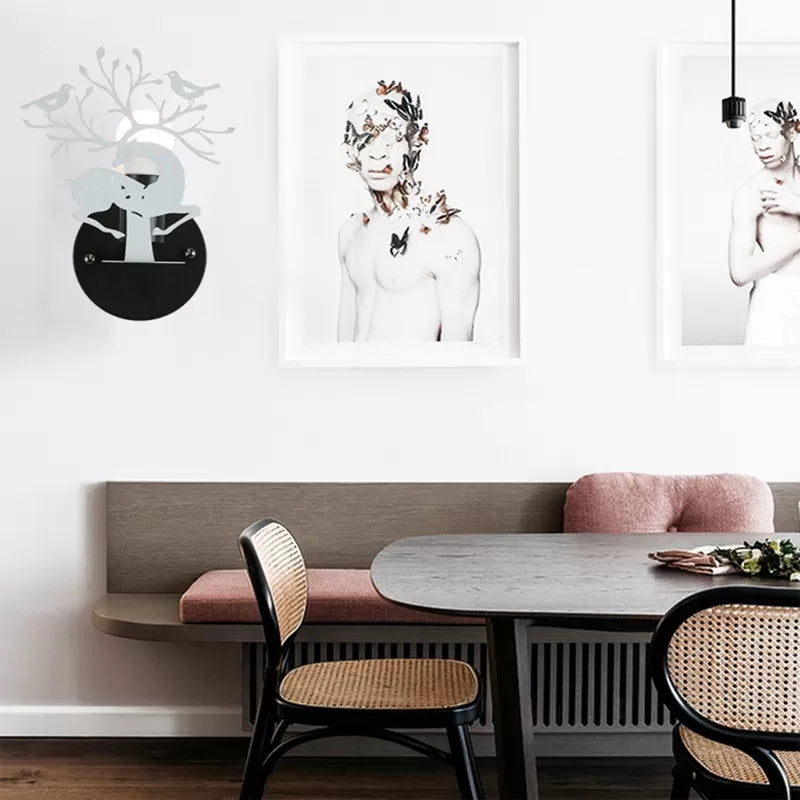 Sika Deer Wall Light with Bird Metal Accent - Ideal for Restaurant or Cafe, Kids' favorite!