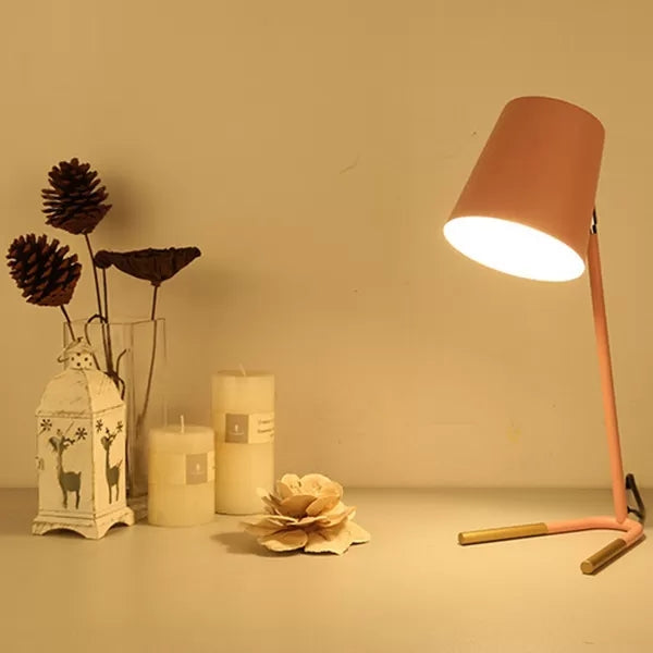 Nordic Metal Bucket Desk Light - Compact Plug In Table Lamp for Study Room