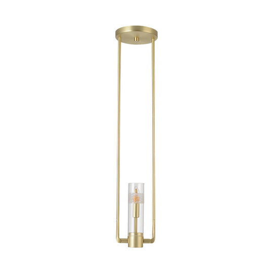 Modern Gold Restaurant Hanging Light Fixture with Clear Glass Shade - 1 Bulb Suspension Pendant