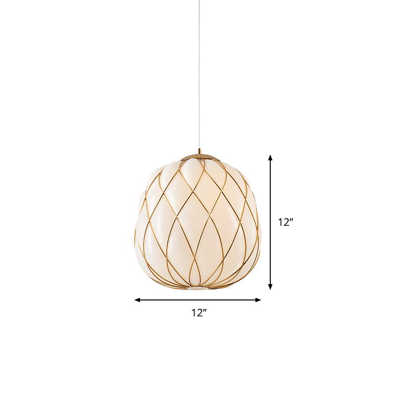 Modern Gold Glass Pendulum Ceiling Lamp for Bedroom - Stylishly Wrapped, 1-Head Design