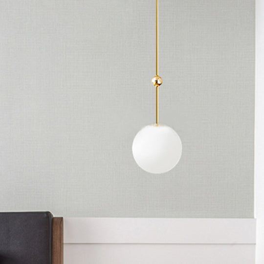 Gold LED Hanging Pendant with Milk Glass Shade, 39"/47" H - Simple and Elegant Bedroom Suspension Light