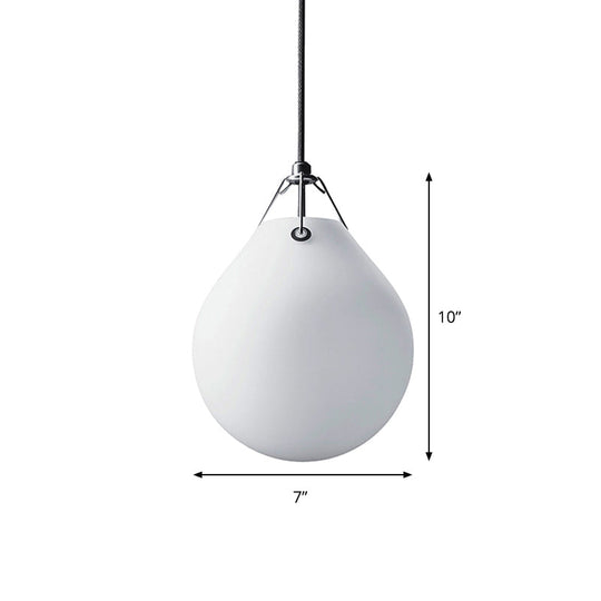 Sleek Minimalism Sphere Suspension Light in White Glass - 1 Head, 7"/10" Wide, Ideal for Restaurant Pendant Lighting