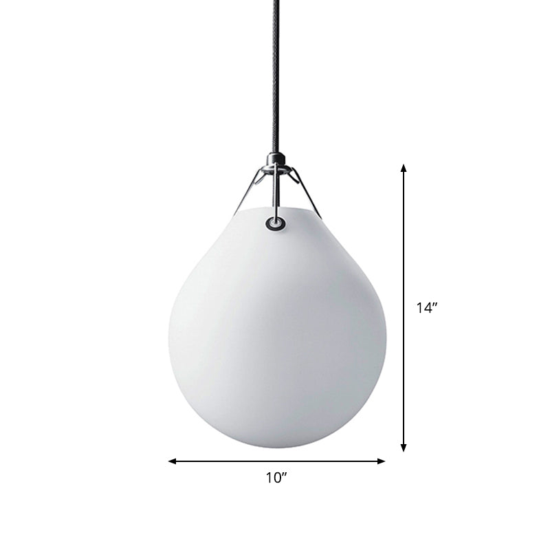 Sleek Minimalism Sphere Suspension Light in White Glass - 1 Head, 7"/10" Wide, Ideal for Restaurant Pendant Lighting