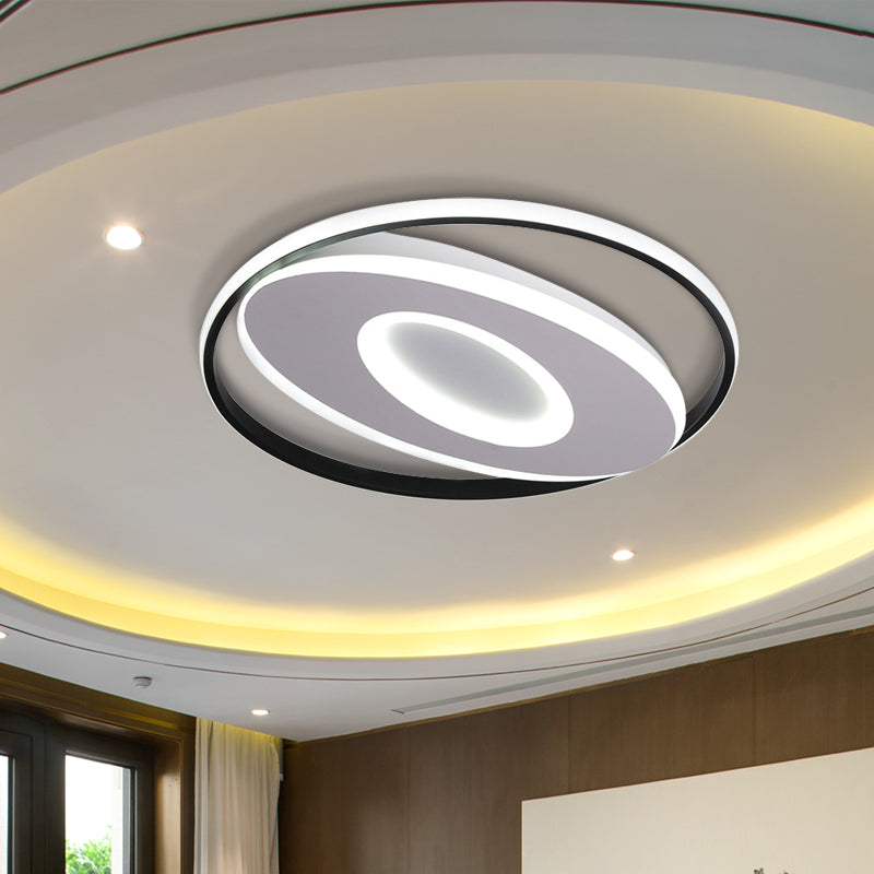 Modern Oval Flush Mount Lights - 16"/19.5"/23.5" Unique Ceiling Light Fixture in Warm/White Acrylic