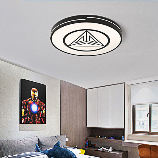 Modern Triangle Acrylic Round Flush Mount Ceiling Light - Black & White