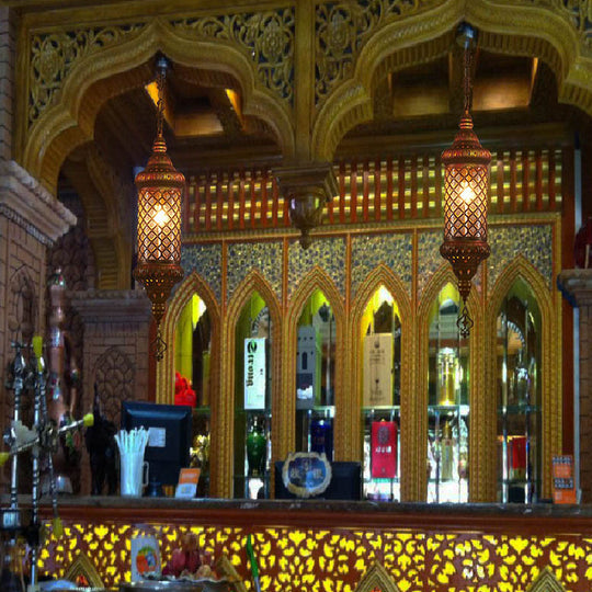 Colorful Glass Lantern Pendant Light for Restaurant - Traditional Design