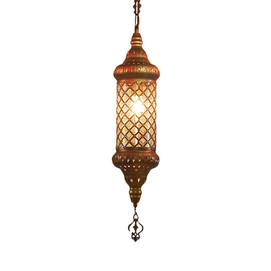 Colorful Glass Lantern Pendant Light for Restaurant - Traditional Design