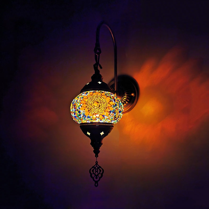 Decorative Hand Rolled Art Glass Wall Sconce - Red/Orange/Green