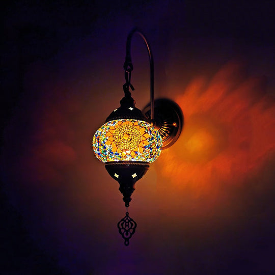 Decorative Hand Rolled Art Glass Wall Sconce - Red/Orange/Green