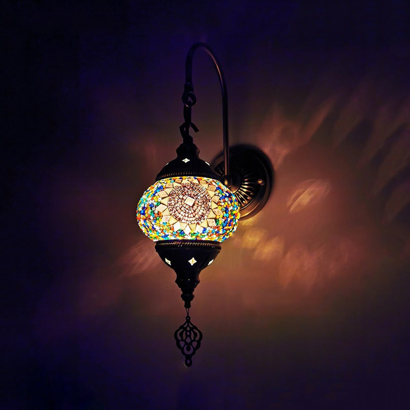 Decorative Hand Rolled Art Glass Wall Sconce - Red/Orange/Green