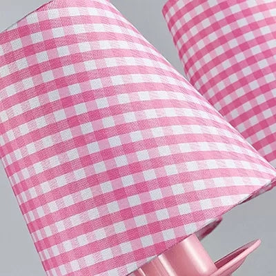 Kids Pink Chandelier: Girl Bedroom Metal Shade, Tapered, 3 Lights, Hanging Light