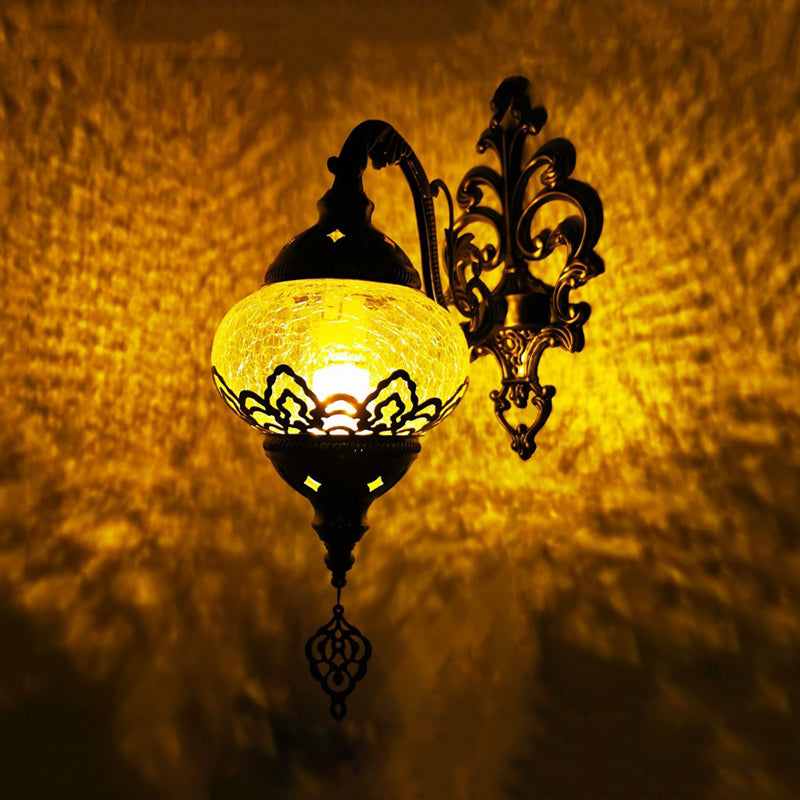 Traditional 5"/7" Wide Metal Wall Sconce Light Fixture - White/Yellow, Single-Bulb Mount