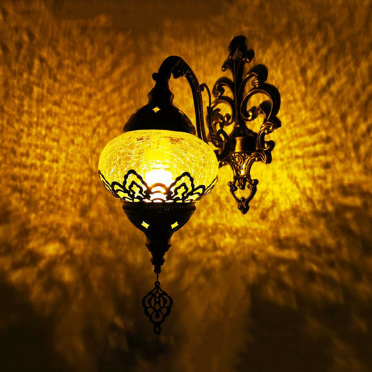 Traditional 5"/7" Wide Metal Wall Sconce Light Fixture - White/Yellow, Single-Bulb Mount