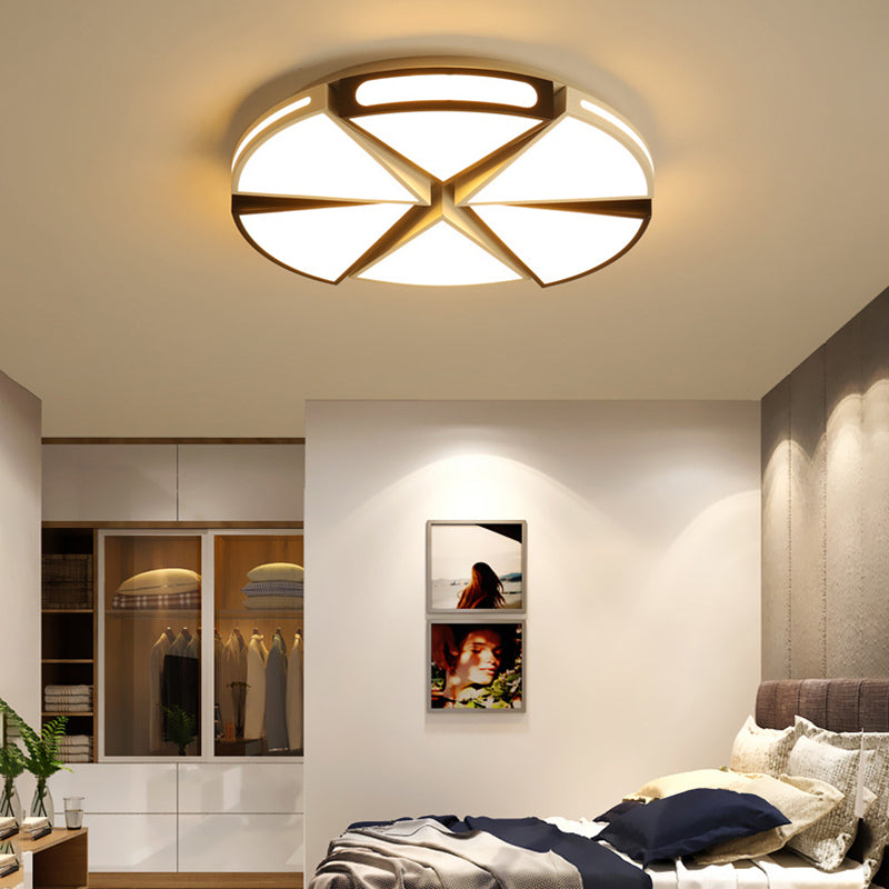 Modern White Round Ceiling Light for Kitchen, Metal Flush Mount - 16"/19.5" Ceiling Lights with Black Accents