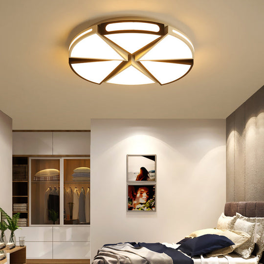 Modern White Round Ceiling Light for Kitchen, Metal Flush Mount - 16"/19.5" Ceiling Lights with Black Accents