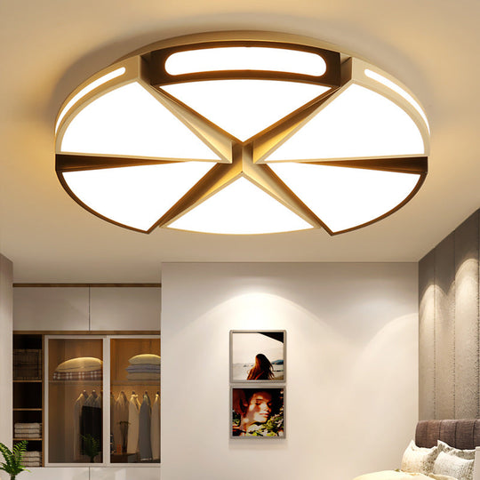 Modern White Round Ceiling Light for Kitchen, Metal Flush Mount - 16"/19.5" Ceiling Lights with Black Accents