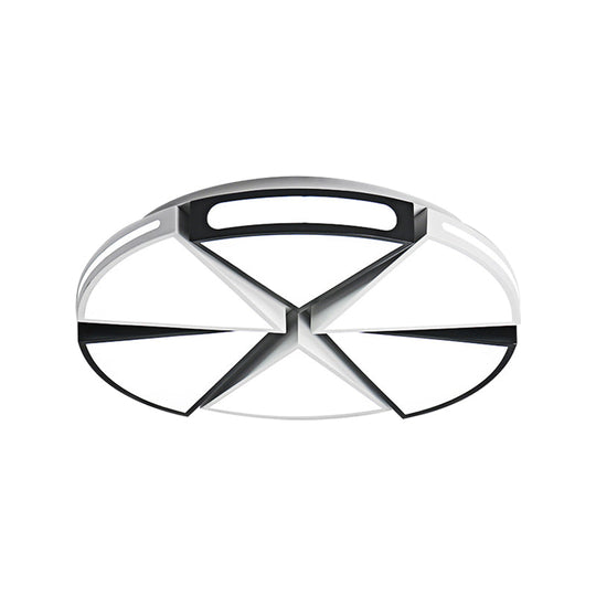 Modern White Round Ceiling Light for Kitchen, Metal Flush Mount - 16"/19.5" Ceiling Lights with Black Accents