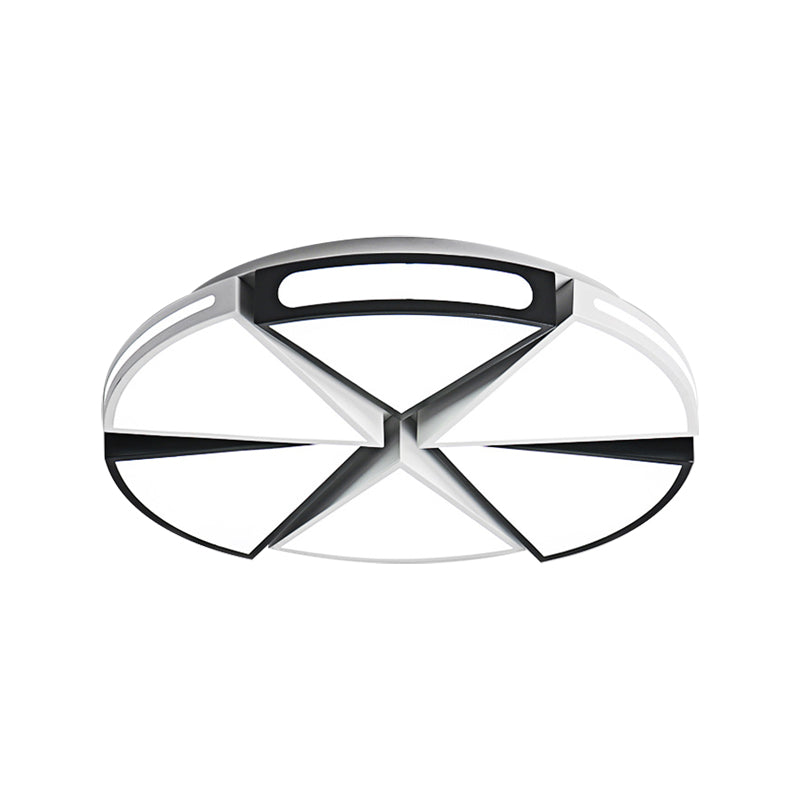 Modern White Round Ceiling Light for Kitchen, Metal Flush Mount - 16"/19.5" Ceiling Lights with Black Accents