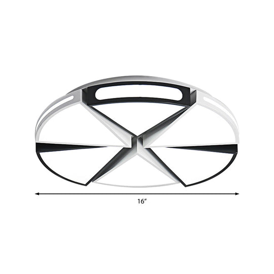Modern White Round Ceiling Light for Kitchen, Metal Flush Mount - 16"/19.5" Ceiling Lights with Black Accents