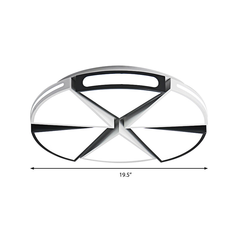 Modern White Round Ceiling Light for Kitchen, Metal Flush Mount - 16"/19.5" Ceiling Lights with Black Accents