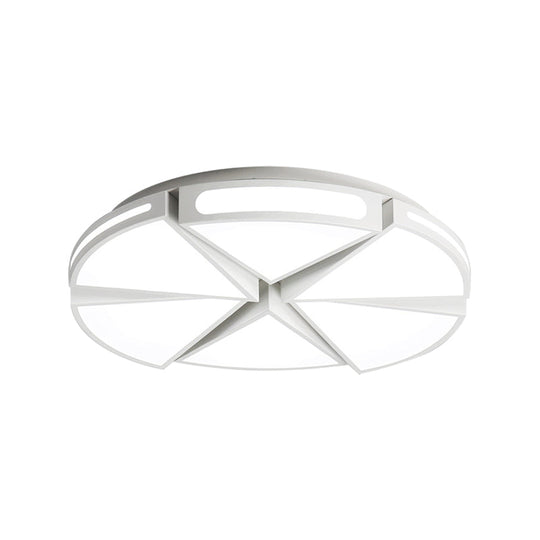 Modern White Round Ceiling Light for Kitchen, Metal Flush Mount - 16"/19.5" Ceiling Lights with Black Accents