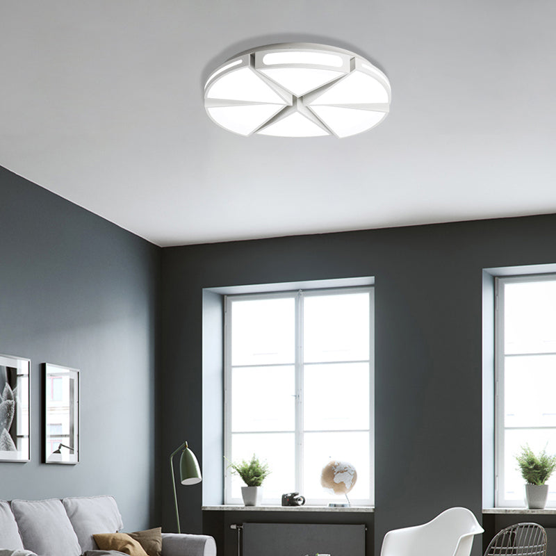 Modern White Round Ceiling Light for Kitchen, Metal Flush Mount - 16"/19.5" Ceiling Lights with Black Accents