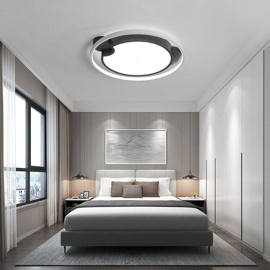 Contemporary Unique Bedroom Lighting Fixture - 16"/19.5", 1 Head Round/Square Ceiling Light