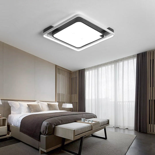 Contemporary Unique Bedroom Lighting Fixture - 16"/19.5", 1 Head Round/Square Ceiling Light