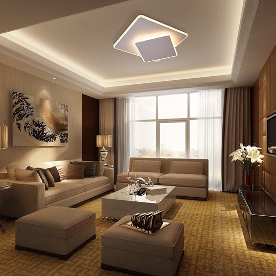 16"/19.5" Creative Flush Mount Light with Overlapping Design - Modern Acrylic - Round/Square/Triangle - Flush Mount