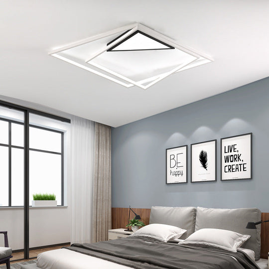 Contemporary Acrylic Flush Mount Ceiling Light in White - Ideal for Bedrooms