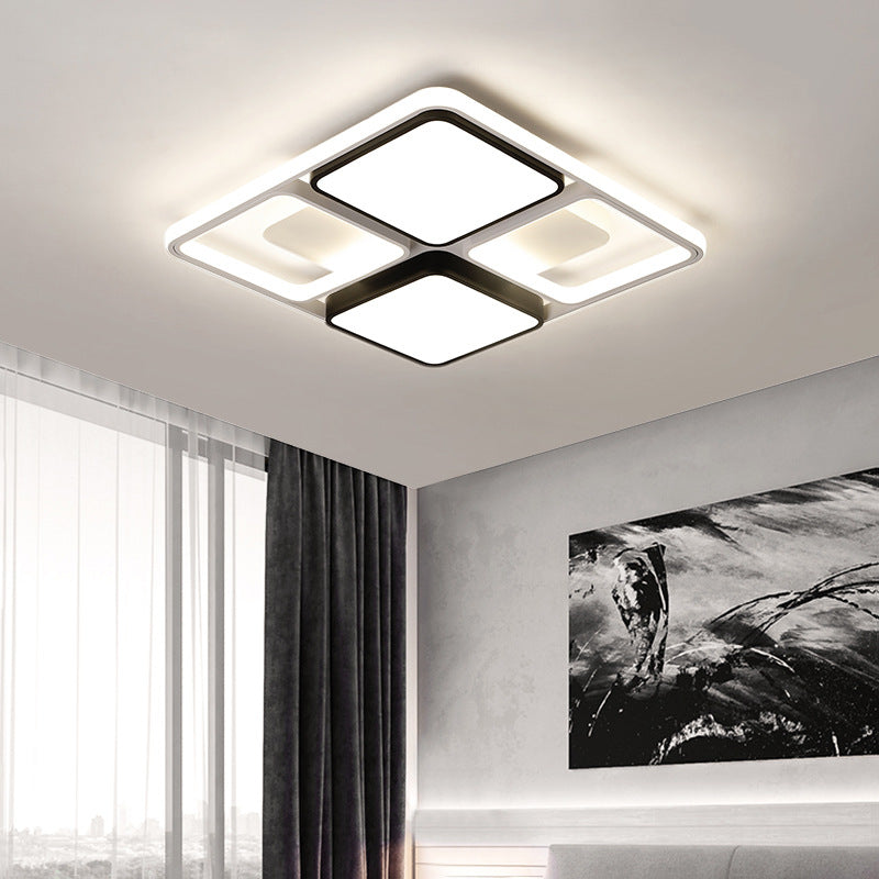 Contemporary LED Flush Mount Ceiling Light in Black/White, 19.5"/45" Wide