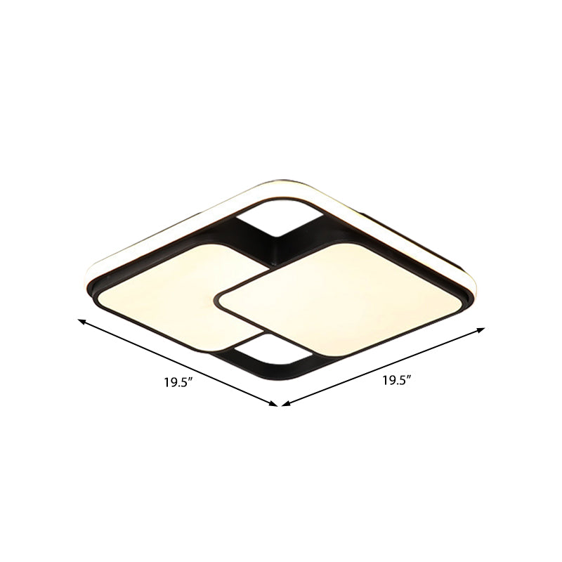 Contemporary Black/White Rectangle Flush Ceiling Light - LED Acrylic Flushmount for Cafes