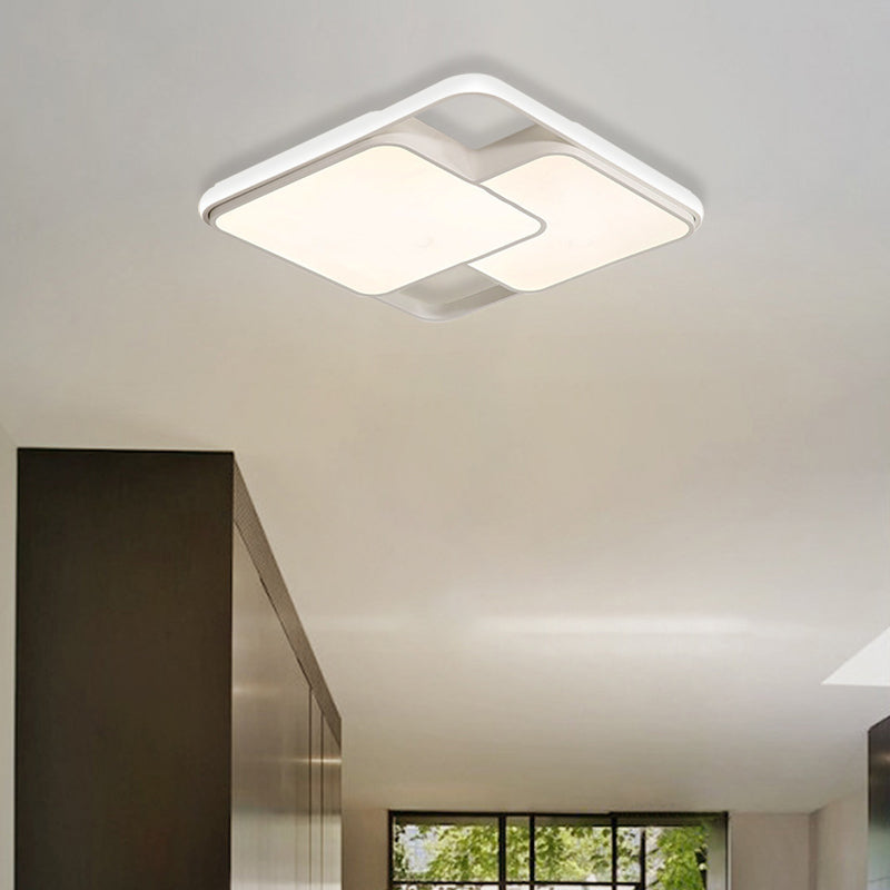 Contemporary Black/White Rectangle Flush Ceiling Light - LED Acrylic Flushmount for Cafes