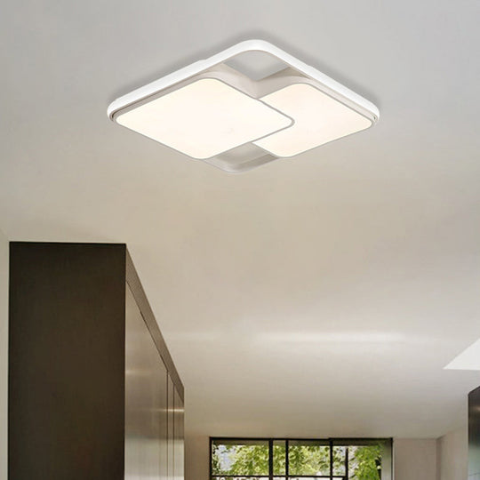Contemporary Black/White Rectangle Flush Ceiling Light - LED Acrylic Flushmount for Cafes
