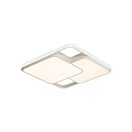 Contemporary Black/White Rectangle Flush Ceiling Light - LED Acrylic Flushmount for Cafes